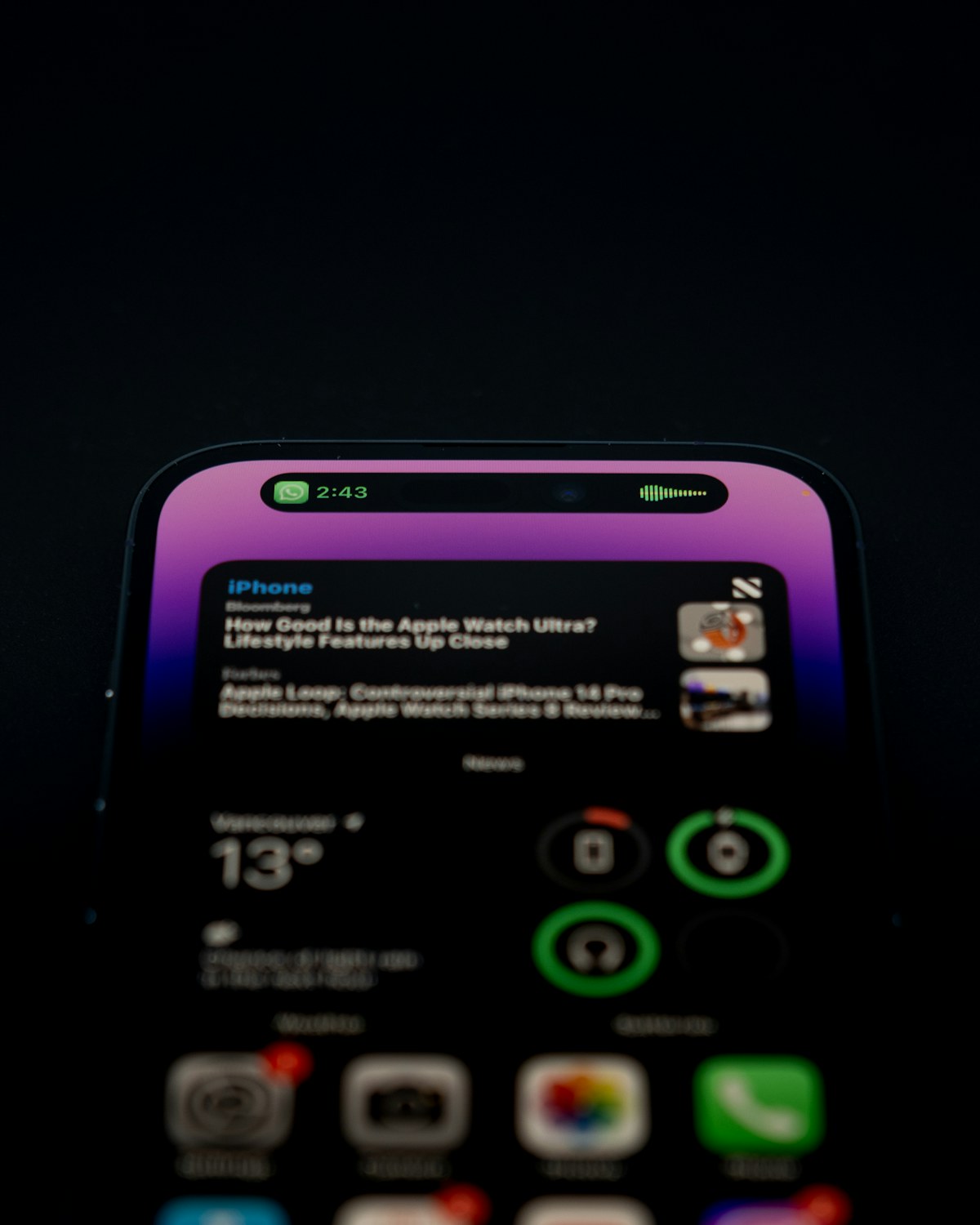 Push notification arriving on a mobile device